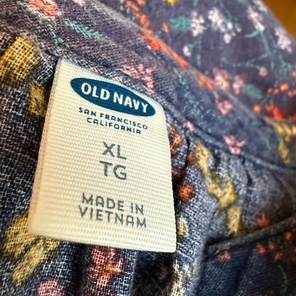 Old Navy Women’s Floral Print Long Sleeve Blouse Blue Pink Lightweight XL Casual - Picture 7 of 8